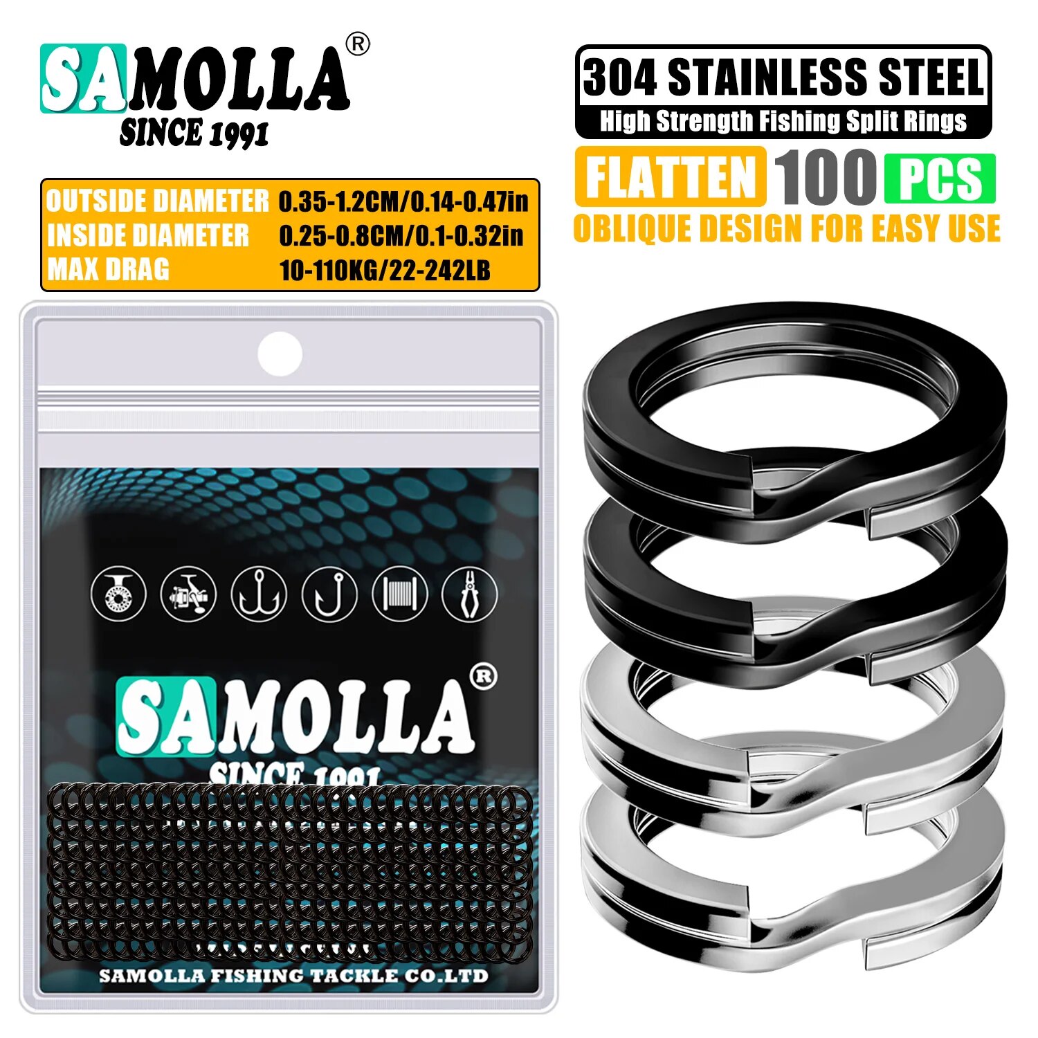 Fishing Line Cutter - 100pcs Fishing Split Rings Stainless Steel